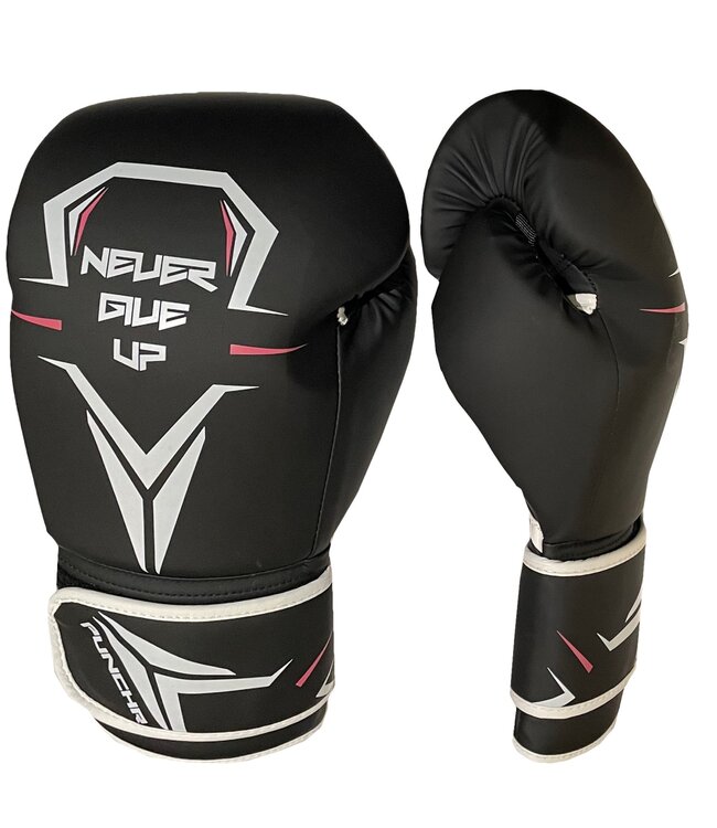 PunchR™  PunchR™ Never Give Up Boxhandschuhe Schwarz Weiß