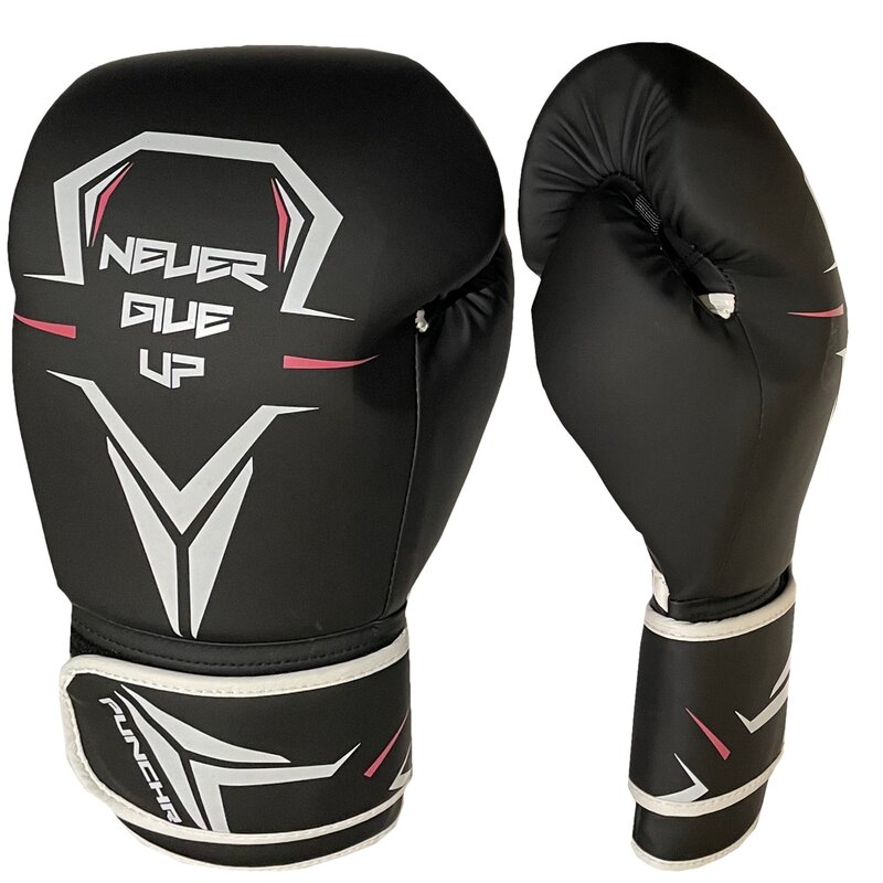 PunchR™  PunchR™ Never Give Up Boxhandschuhe Schwarz Weiß