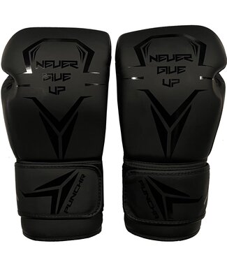 PunchR™  PunchR™ Never Give Up Boxhandschuhe Schwarz auf Schwarz