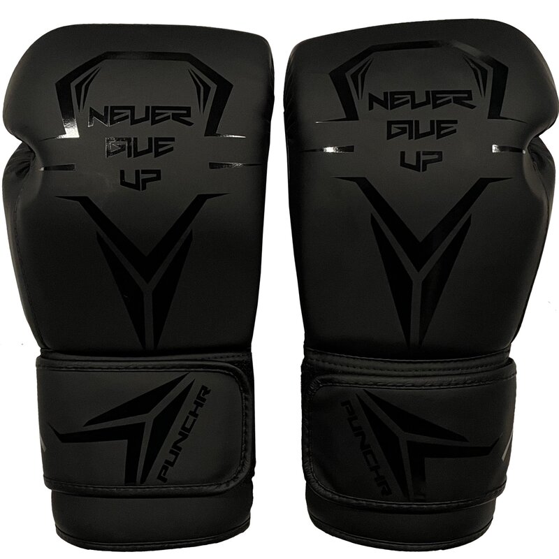 PunchR™  PunchR™ "Never Give Up" Boxing Gloves Black on Black