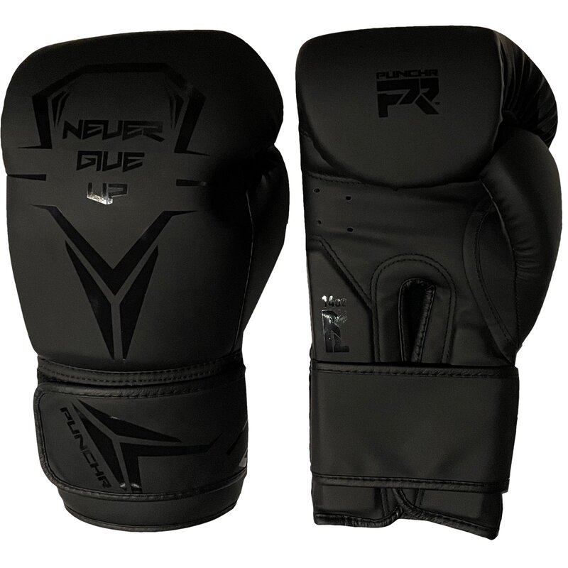 PunchR™  PunchR™ "Never Give Up" Boxing Gloves Black on Black