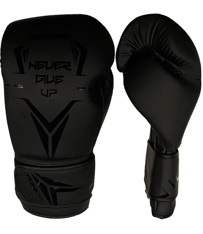 PunchR™  PunchR™ Never Give Up Boxhandschuhe Schwarz auf Schwarz