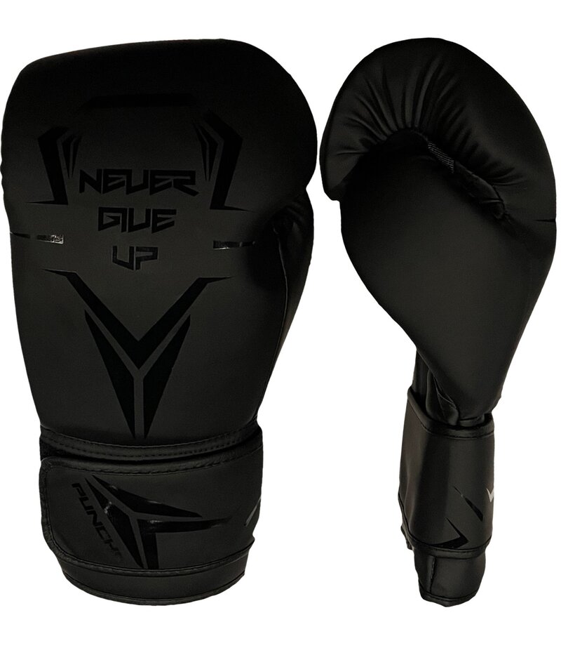 PunchR™  PunchR™ "Never Give Up" Boxing Gloves Black on Black