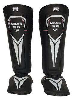 PunchR™  PunchR™ Kickboxing Shin Guards NEVER GIVE UP Black White