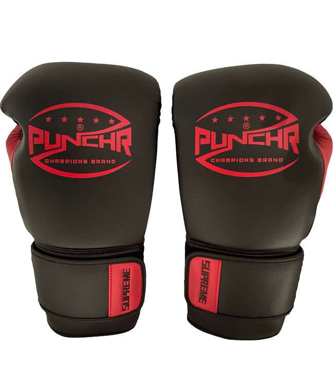 PunchR™ Supreme (Kickbox)Boxhandschuhe Mikrofaser Schwarz Rot