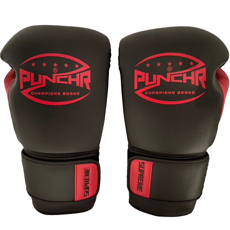 PunchR™  PunchR™ Supreme (Kick) Bokshandschoenen Microfiber Zwart Rood
