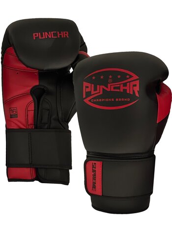 PunchR™  PunchR™ Supreme Boxhandschuhe Mikrofaser Schwarz Rot