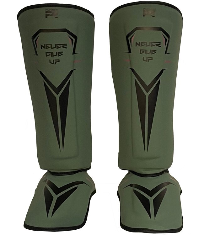 PunchR™  PunchR™ Kickboxing Shin Guards NEVER GIVE UP Green