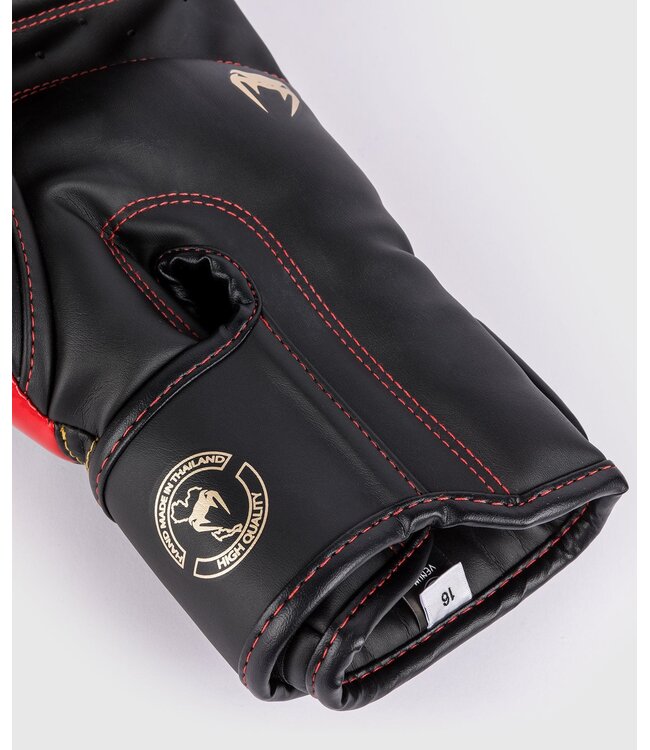 Venum Elite Boxhandschuhe - Schwarz/Gold/Rot | Für Boxen, Kickboxen und Muay‑Thai
