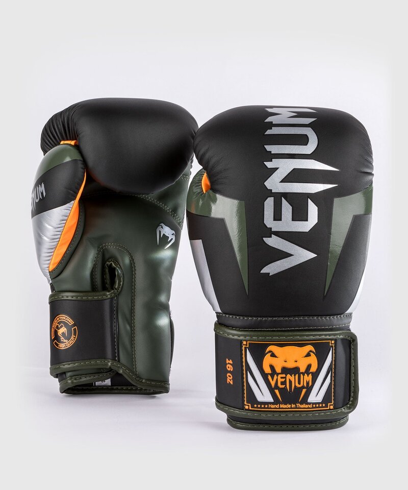 Venum Venum Elite (Kick)Boxing Gloves Black Silver Kaki