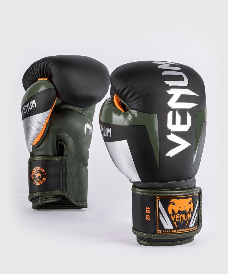 Venum Venum Elite (Kick)Boxhandschuhe Schwarz Silber Kaki