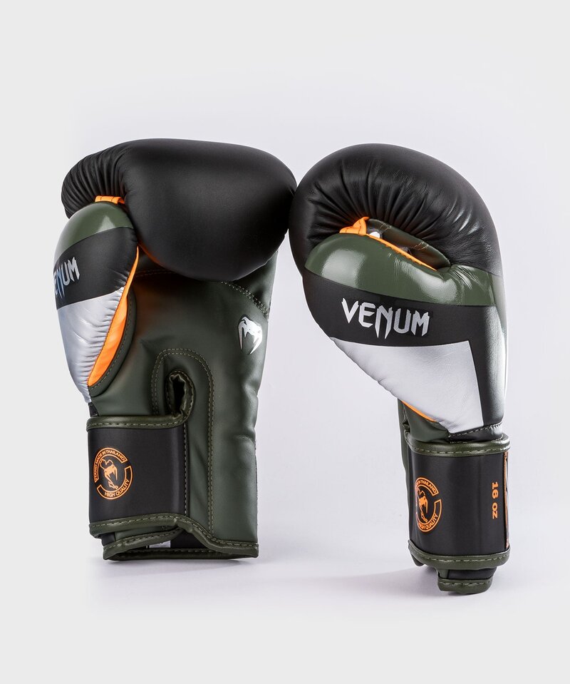 Venum Venum Elite (Kick)Boxhandschuhe Schwarz Silber Kaki