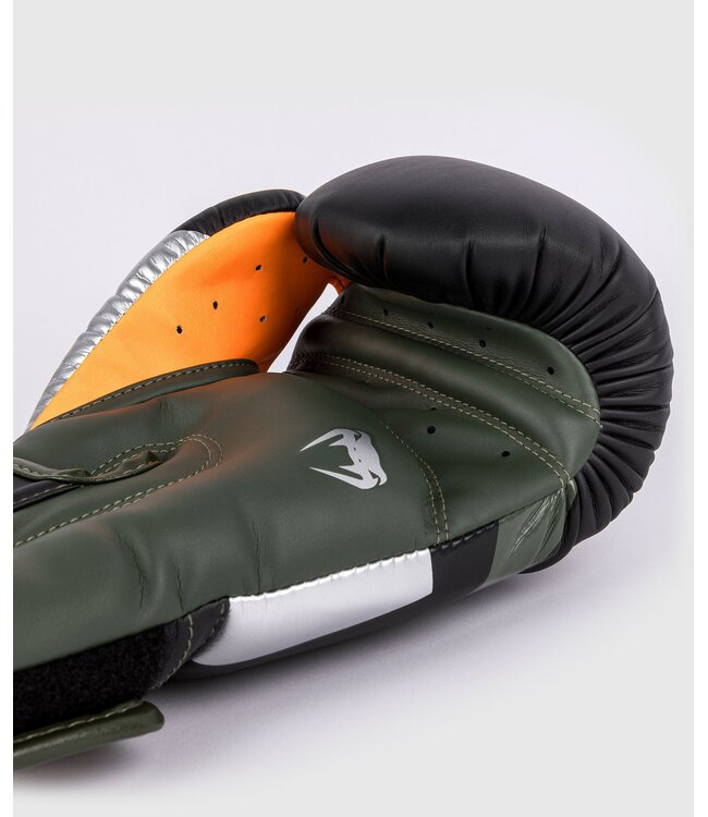 Venum Elite Boxing Gloves - Black/Silver/Khaki | Boxing, Kickboxing & Muay Thai Gloves