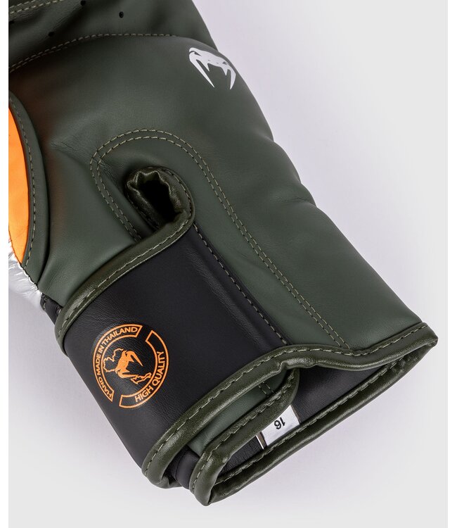 Venum Elite Boxing Gloves - Black/Silver/Khaki | Boxing, Kickboxing & Muay Thai Gloves