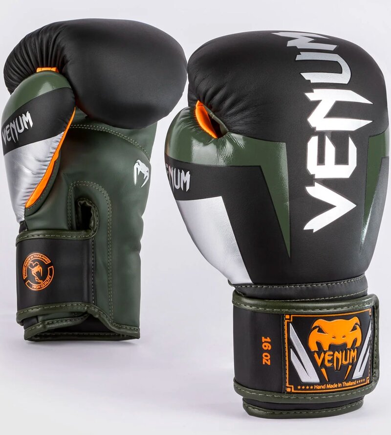 Venum Venum Elite (Kick)bokshandschoenen Zwart Zilver Kaki