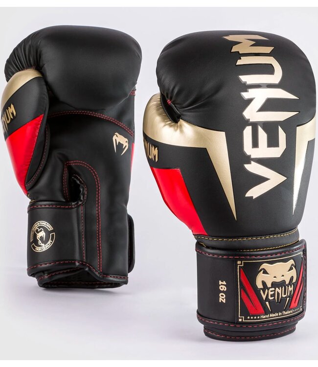 Venum Venum Elite (Kick)Bokshandschoenen Zwart Goud Rood