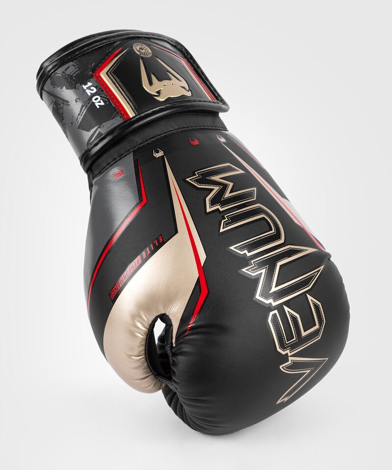 Venum Elite Boxing Gloves - Black/Gold/Red