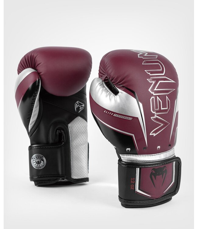 Venum Elite Evo (Kick)Boxing Gloves Burgundy Silver