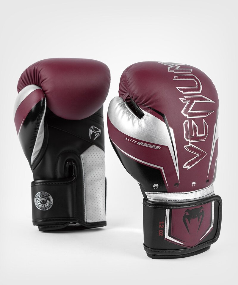 Venum Venum Elite Evo (Kick)Boxhandschuhe Burgund Silber