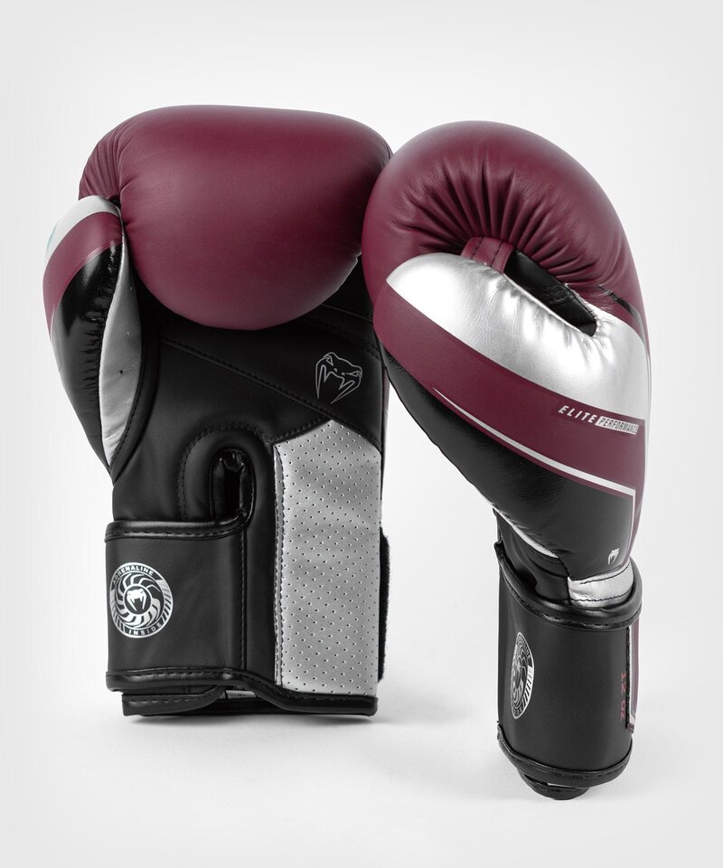 Venum Venum Elite Evo (Kick)Boxhandschuhe Burgund Silber