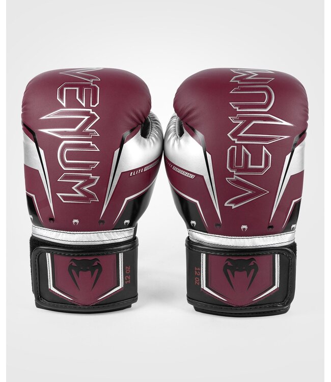 Venum Elite Evo (Kick)Boxing Gloves Burgundy Silver