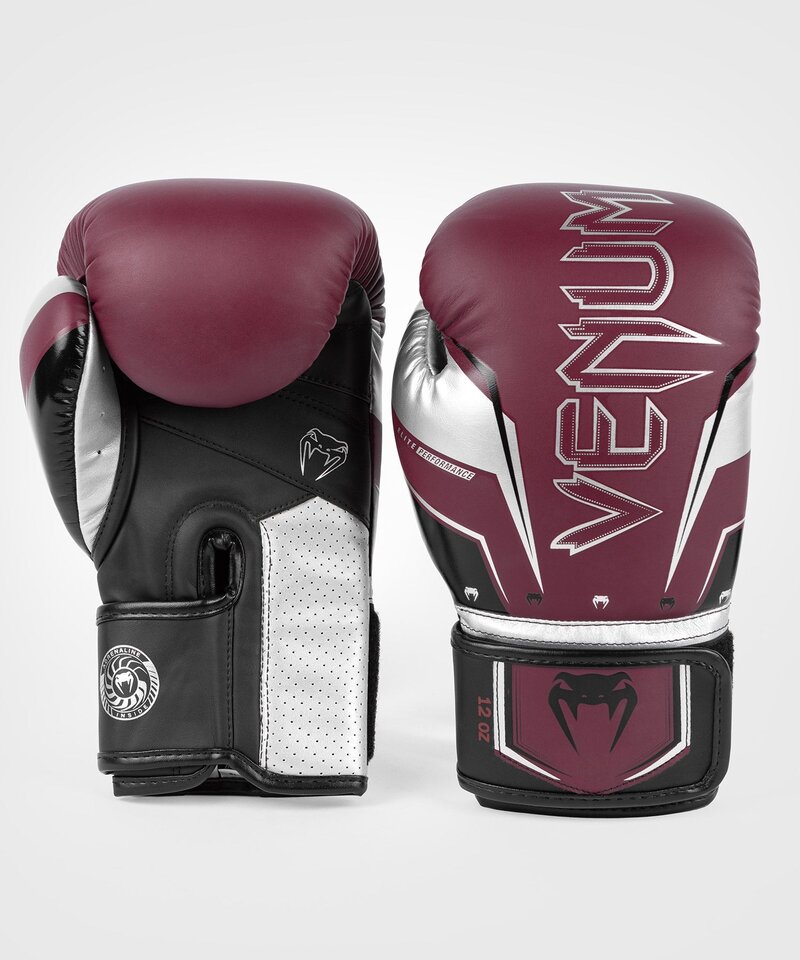 Venum Venum Elite Evo (Kick)Boxhandschuhe Burgund Silber