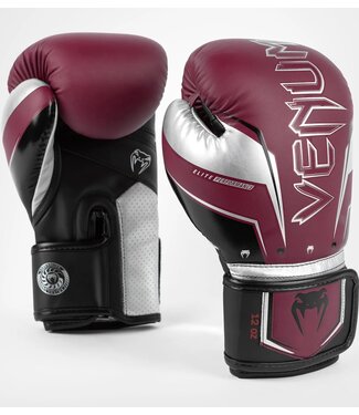 Venum Venum Elite Evo (kick)bokshandschoenen Bordeaux Zilver Venum Venum Elite Evo (kick)bokshandschoenen Bordeaux Zilver