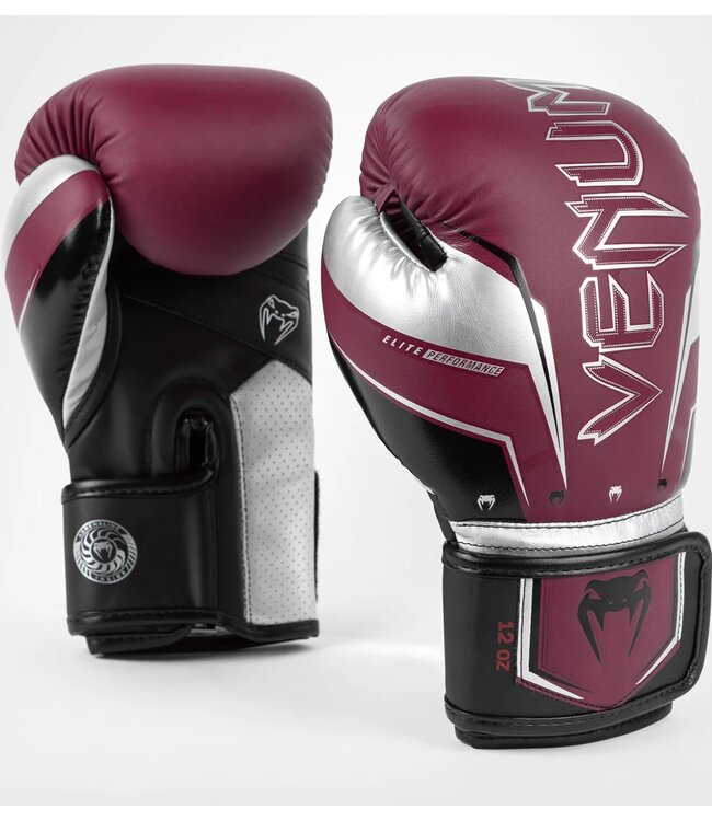 Venum Venum Elite Evo (kick)bokshandschoenen Bordeaux Zilver