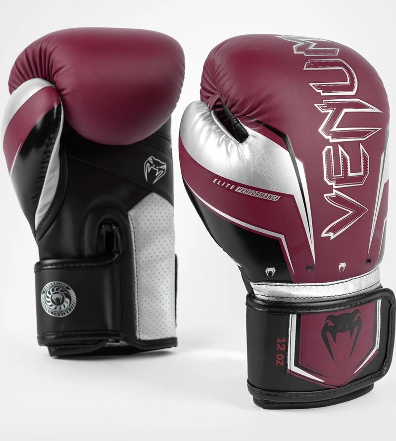 Venum Venum Elite Evo (Kick)Boxhandschuhe Burgund Silber
