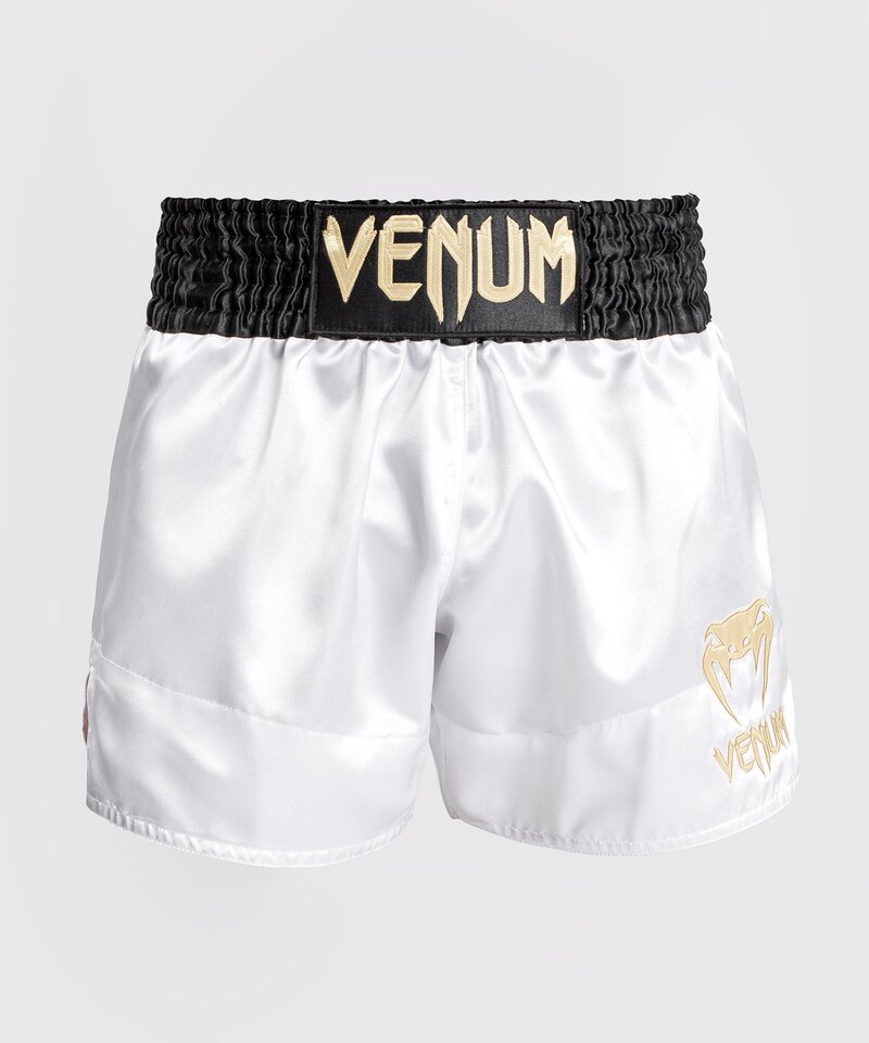 Venum Classic Muay Thai Kickboxing Shorts White Gold - FIGHTWEAR SHOP EUROPE