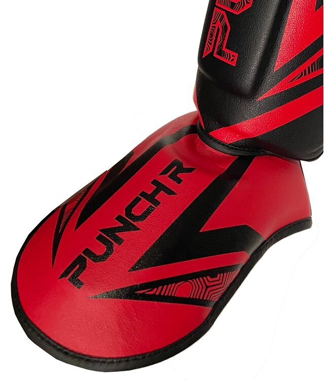 PunchR™ Electric Kickboxen Schienbeinschützer Schwarz Rot
