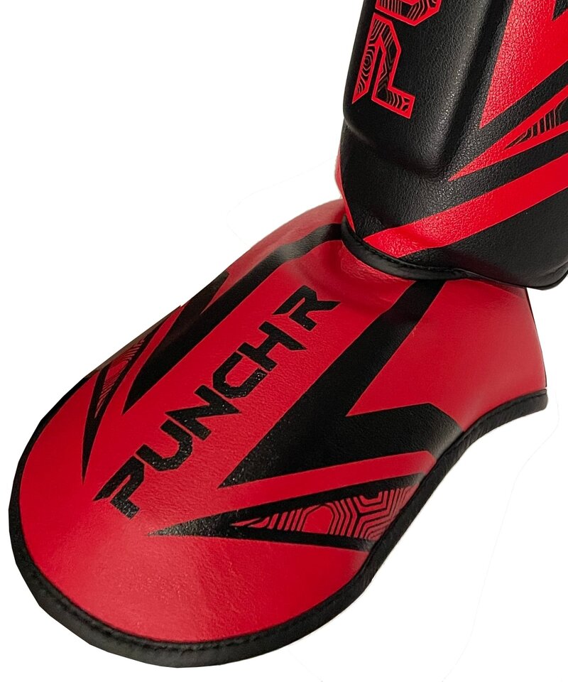 PunchR™  PunchR™ Electric Muay Thai Kickboks Scheenbeschermers Zwart Rood