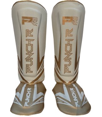 PunchR™  PunchR™ Electric Kickboks Muay Thai Scheenbeschermers Wit Goud