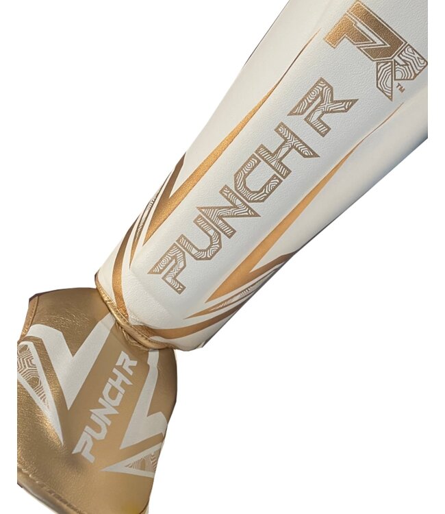 PunchR™ Elektrischer Kickbox-Muay-Thai-Schienbeinschoner, Weißgold