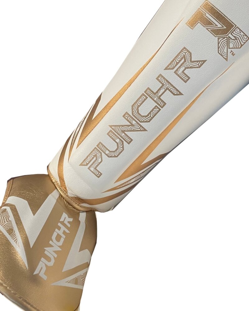 PunchR™  PunchR™ Electric Kickboks Muay Thai Scheenbeschermers Wit Goud