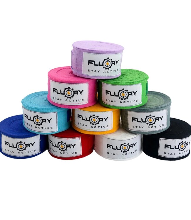 Fluory Boksbandages Hand Wraps Geel 300 cm per Paar