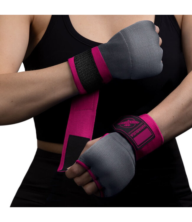 Hayabusa Quick Gel Boxing Hand Wraps Grey Pink