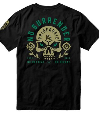 PRiDEorDiE PRIDE or Die T-shirt NO SURRENDER Katoen Zwart