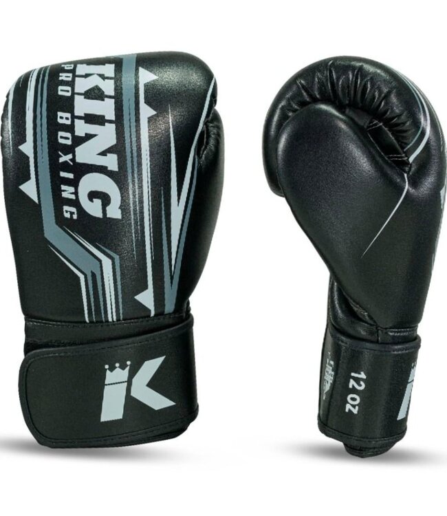 King Pro Boxing Kickboks Bokshandschoenen KPB/BG Spartan 1 Leer Zwart