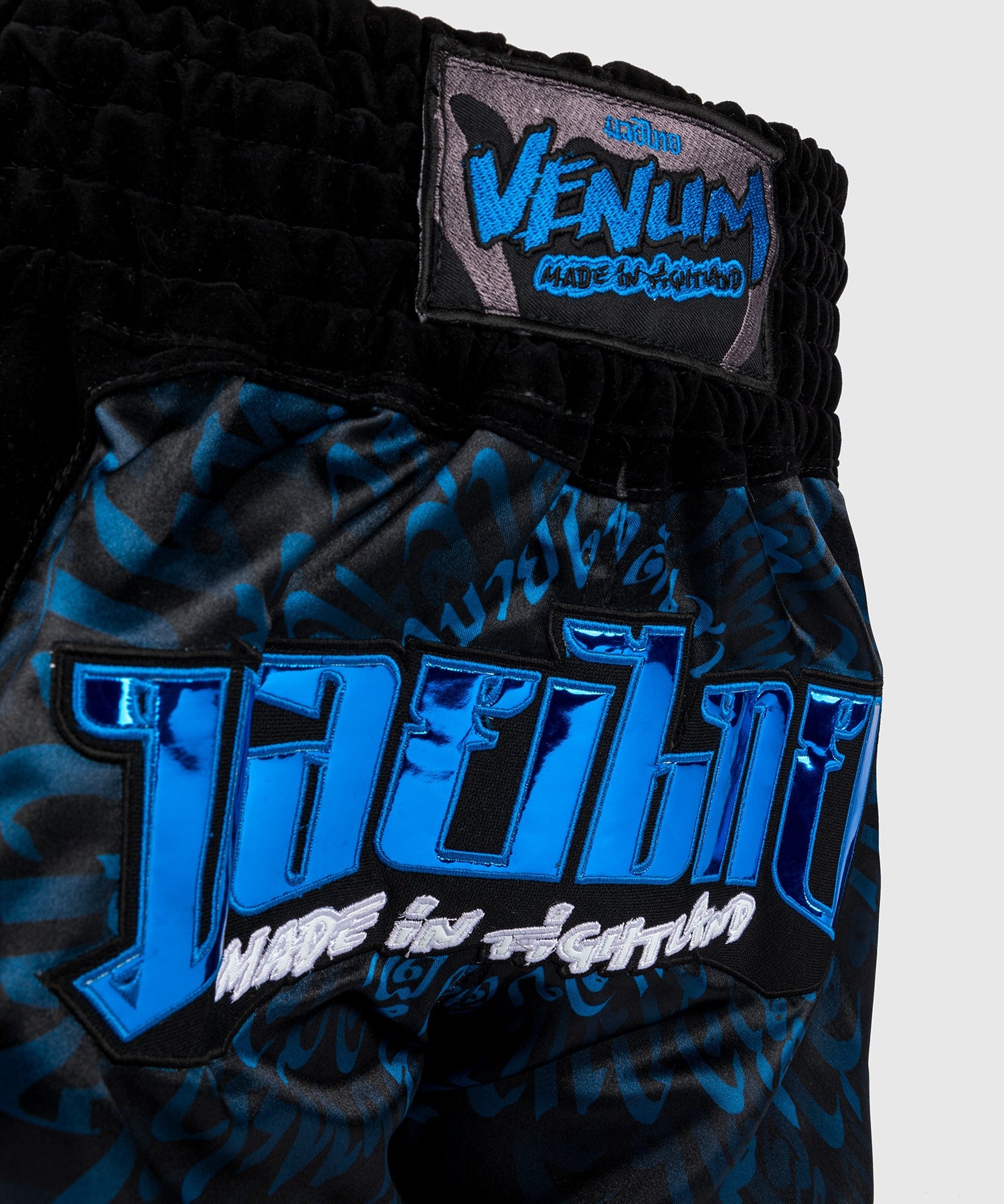 Black And Turquoise Check Print Pattern Muay Thai Boxing Shorts main image 1