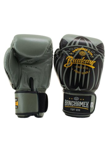 Buakaw Buakaw Benchamek May Thai Boxing Gloves Army Green Leather