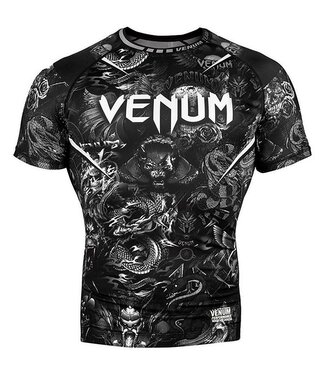 Venum Venum Art Rash Guard Compression Shirt Black White Venum Venum Art Rash Guard Compression Shirt Black White