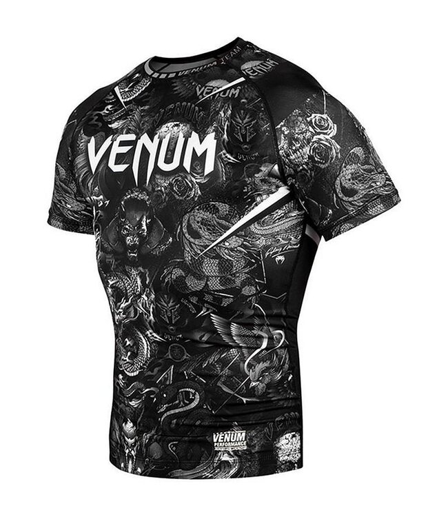 Venum Art Rash Guard Kompressionsshirt Schwarz Weiß