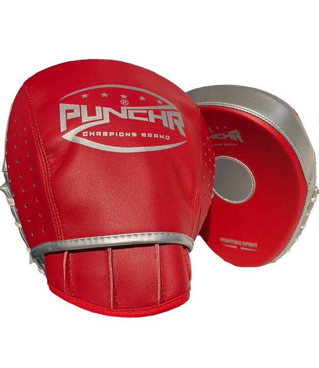 PunchR™  PunchR™ Professional Hand Pads HPQ3 Curved Red Silver
