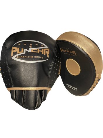 PunchR™  PunchR™ Pro Boxing Hand Pads HPQ3 Curved Schwarz Gold