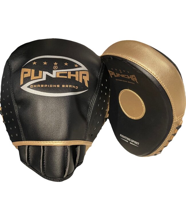 PunchR™  PunchR™ Pro Boxing Hand Pads HPQ3 Curved Zwart Goud