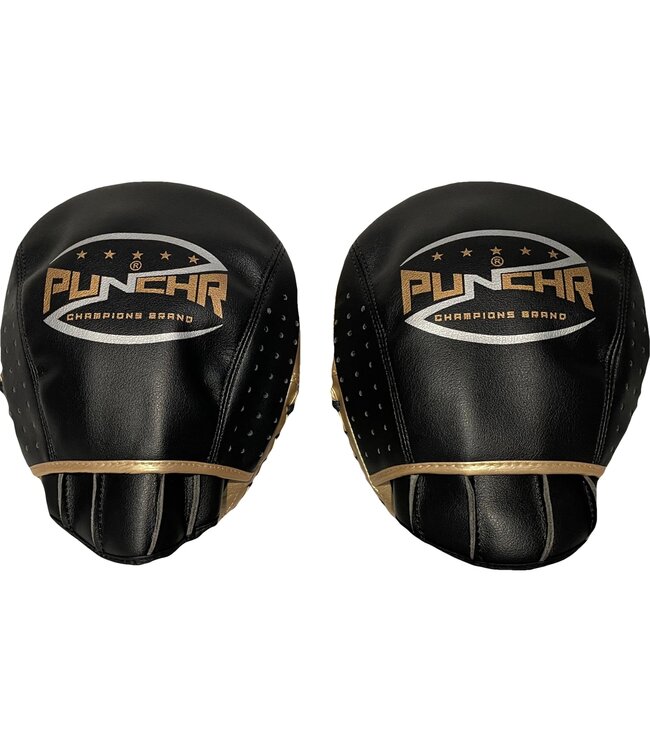 PunchR™  PunchR™ Pro Boxing Hand Pads HPQ3 Curved Zwart Goud