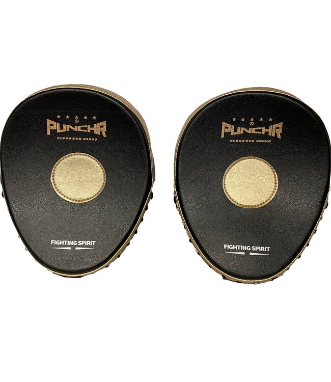 PunchR™ Pro Boxing Hand Pads HPQ3 Curved Schwarz Gold