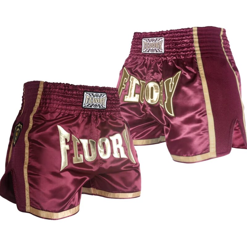 Fluory Fluory Kickboks Broek Muay Thai Short Wijnrood MTSF28