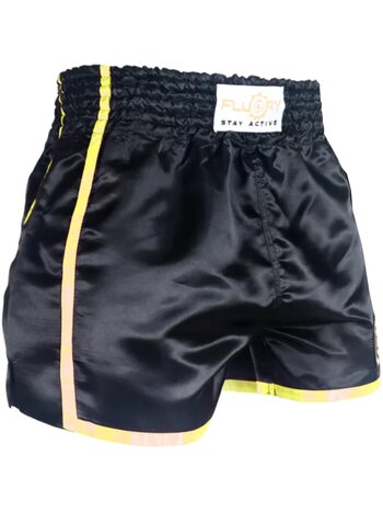 Fluory Fluory Kickboxhose Muay Thai Shorts Schwarz Gelb MTSF37